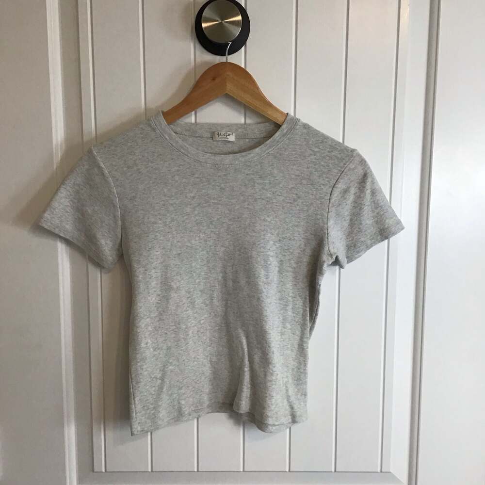 John Galt California Grey Marl Cotton Crewneck Short Sleeve T-Shirt